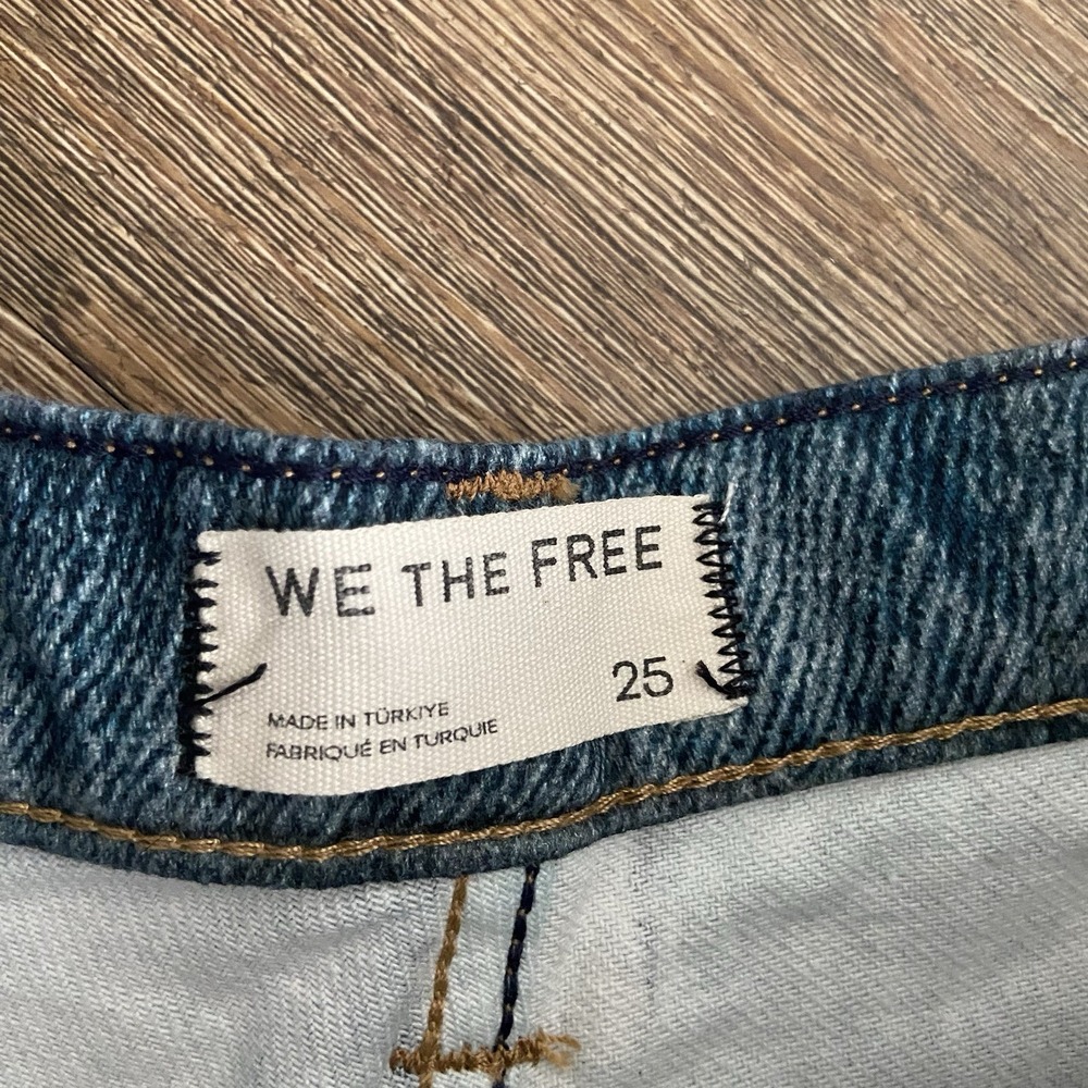 Free People We The Free Tinsley Baggy Iridescent Lace High Rise Jeans 25 - Picture 7 of 12